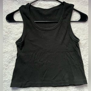 Black Ripped Cropped Tank Top